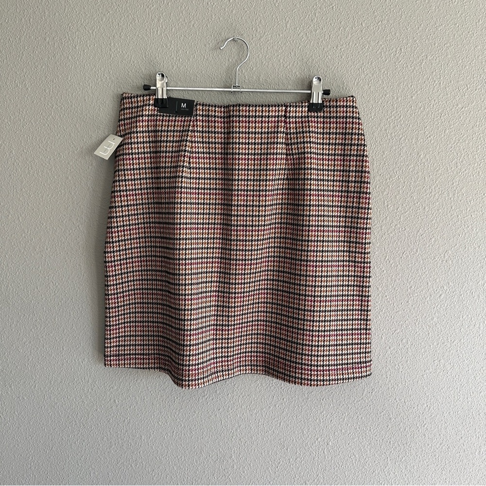 NWT Maurice’s Red Tan Houndstooth High Rise Mini Skirt Medium - Picture 4 of 9